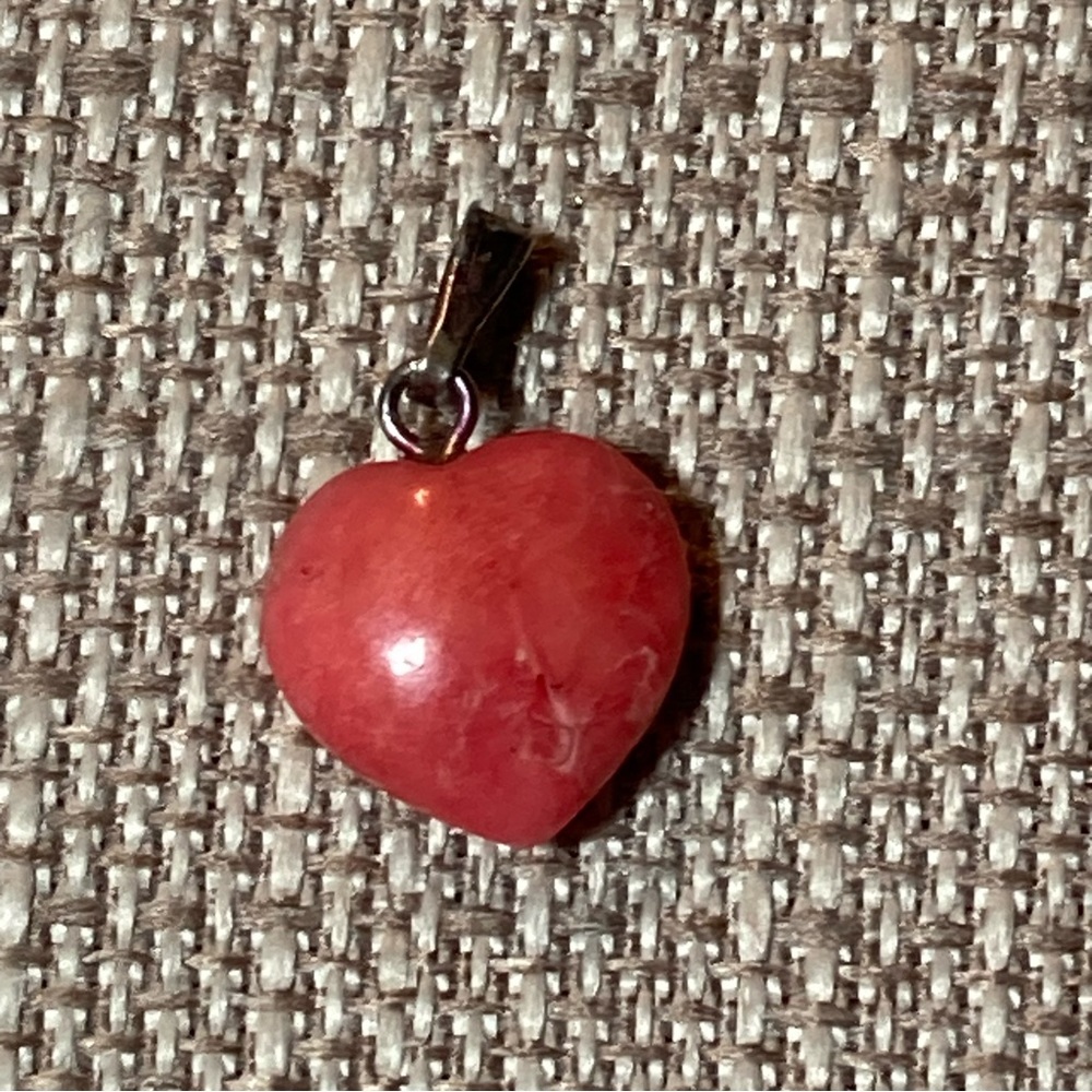Tiny Pink Dyed Agate Stone Heart Pendant Love 0.5” Miniature Love Natural